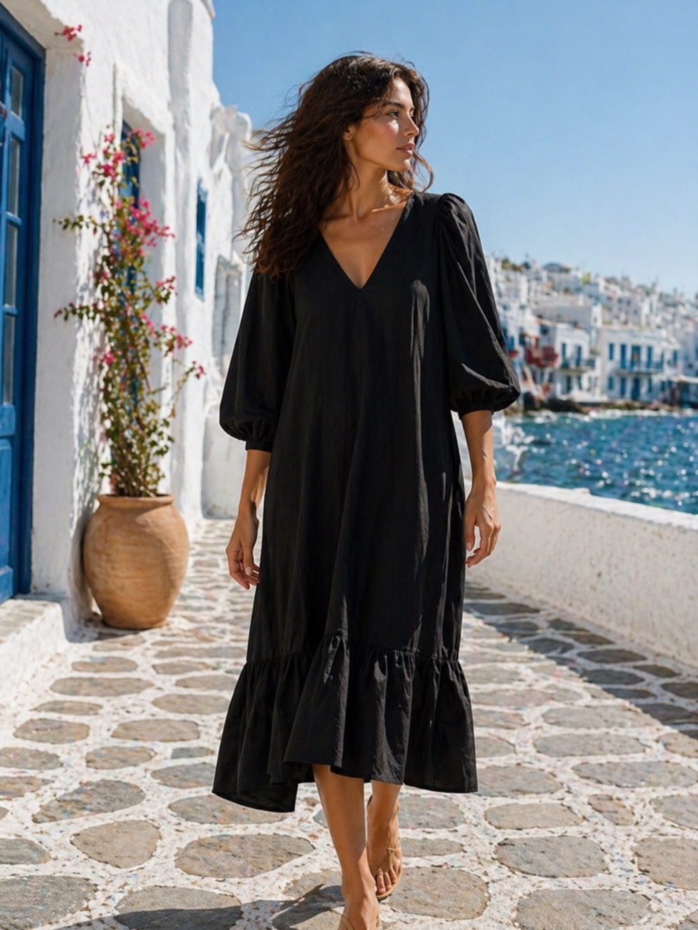 a new day Elegant Black Long Sleeve Dress - Picture 1 of 11